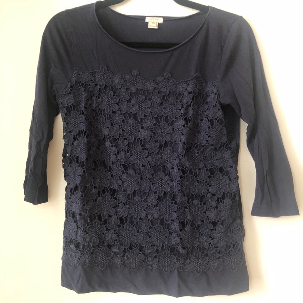 JCrew Top with embroidered Flower detail